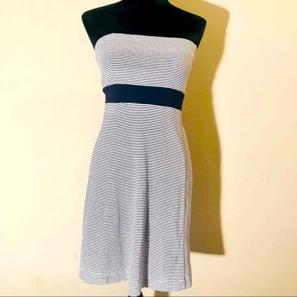 Theory Blue & White Striped 90s Tube Top Dress 2